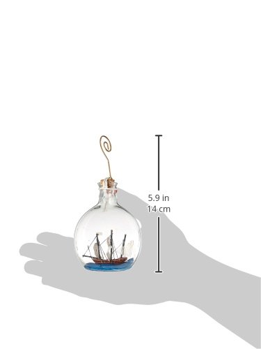 Hampton Nautical Santa Maria Model Ship in a Glass Bottle Christmas Ornament, 4"