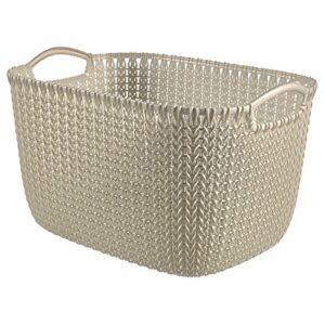 curver basket knit rectangular 19l in white, 39.5 x 29.5 x 23.6 cm