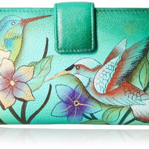 Anna by Anuschka womens 1833 Wallet Hand Painted Genuine Leather, Birds in Paradise Green, One Size US