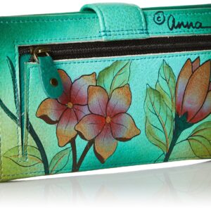 Anna by Anuschka womens 1833 Wallet Hand Painted Genuine Leather, Birds in Paradise Green, One Size US