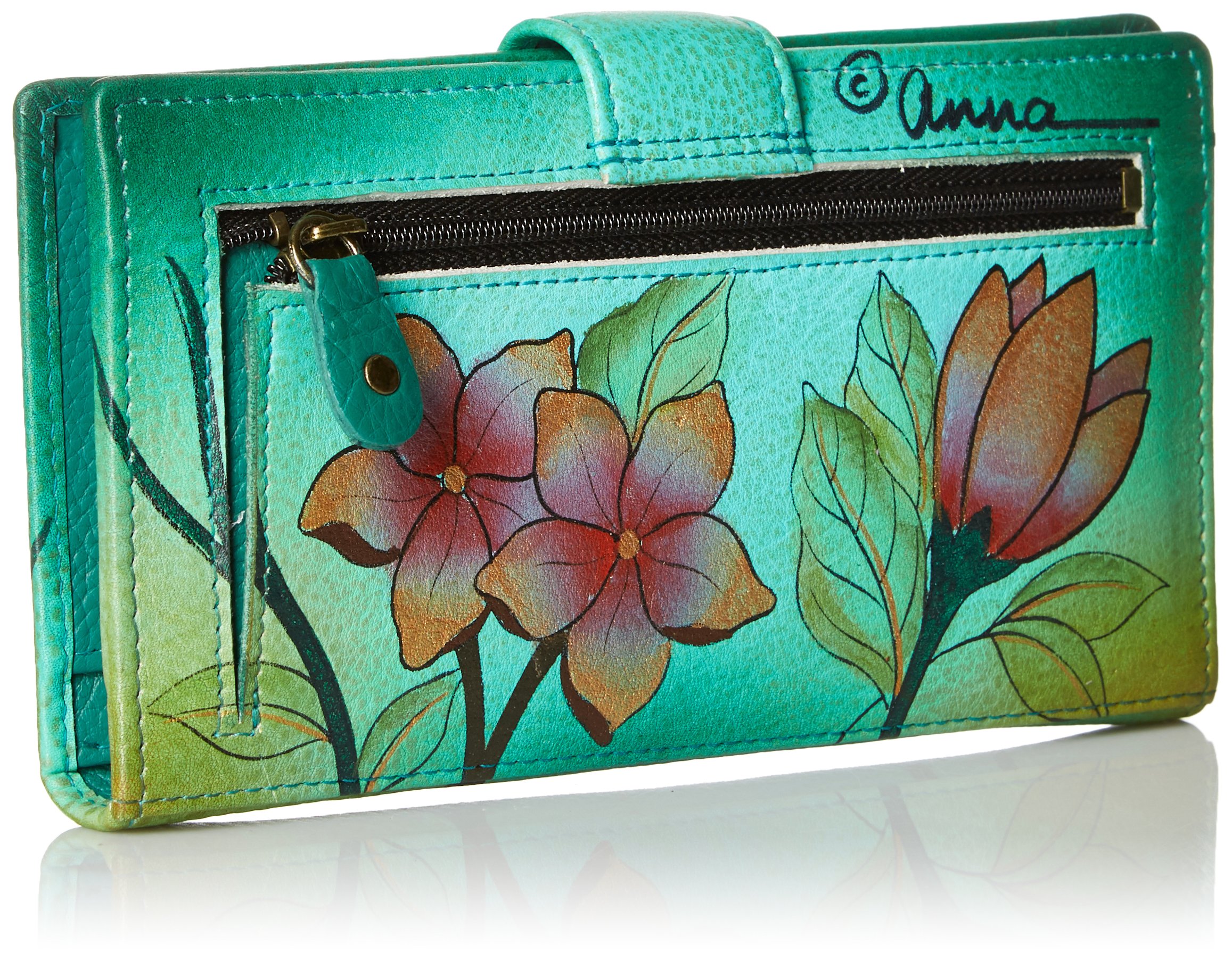 Anna by Anuschka womens 1833 Wallet Hand Painted Genuine Leather, Birds in Paradise Green, One Size US