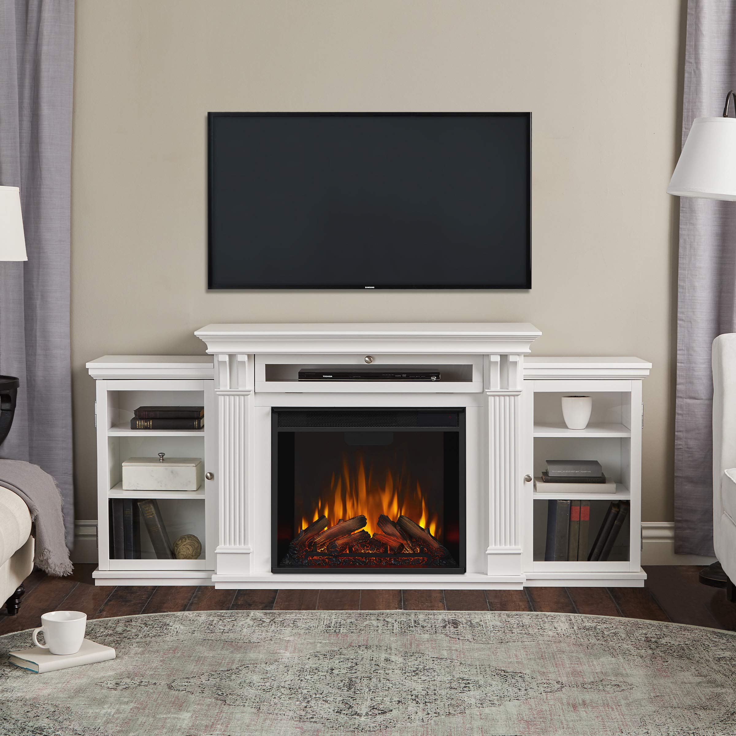 Real Flame Media Calie Electric Fireplace in White