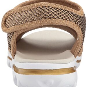 Propét Womens TravelActiv Sandal, Gold/Black, 8.5 Wide US