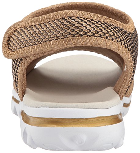 Propét Womens TravelActiv Sandal, Gold/Black, 8.5 Wide US