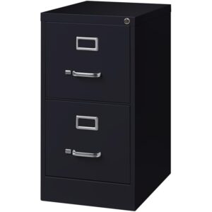 pemberly row 22" deep 2-drawer classic design metal letter width vertical file cabinet, with lock, steel ball-bearings, commercial grade, for business/educational/personal office, in black