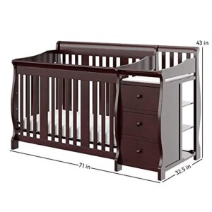 Pemberly Row 4-in-1 Convertible Crib and Changing Table Combo in Espresso, Three Level Adjustable Mattress Height, Easily Converts to Toddler Bed or Day Bed