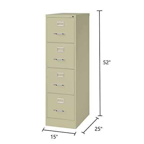 Pemberly Row 25" Deep 4 Drawer Letter File Cabinet in Putty, Fully Assembled