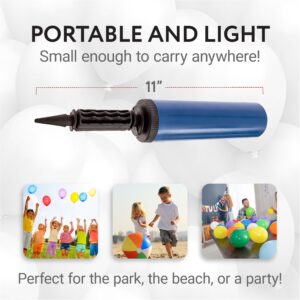 Impresa Two-Way Small Hand Pump for Inflatables - 2 Pack - Great for Inflating Balloons, Yoga Balls, Pool Floats, Toys, and More - The Perfect Summer Party Supply - Inflate 2X as Fast