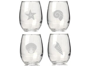 beach collection stemless wine glasses (set of 4)