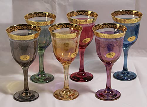 Lorenzo Import - Corona Wine Goblets (Set of 6), Multicolor