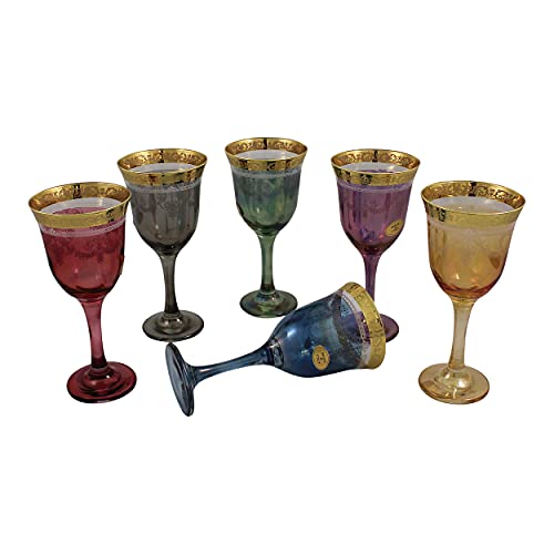 Lorenzo Import - Corona Wine Goblets (Set of 6), Multicolor