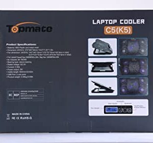 TopMate C5 12-15.6 inch Gaming Laptop Cooler Cooling Pad | 5 Quiet Fans and LCD Screen | 2500RPM Strong Wind Designed for Gamers and Office