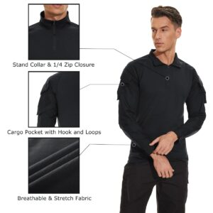 TACVASEN Men's Tactical Shirts Combat Shirt Hiking Military Clothing 1/4 Zip Long Sleeve Slim Fit Army Shirt Breathable Athletic T-Shirt Tops