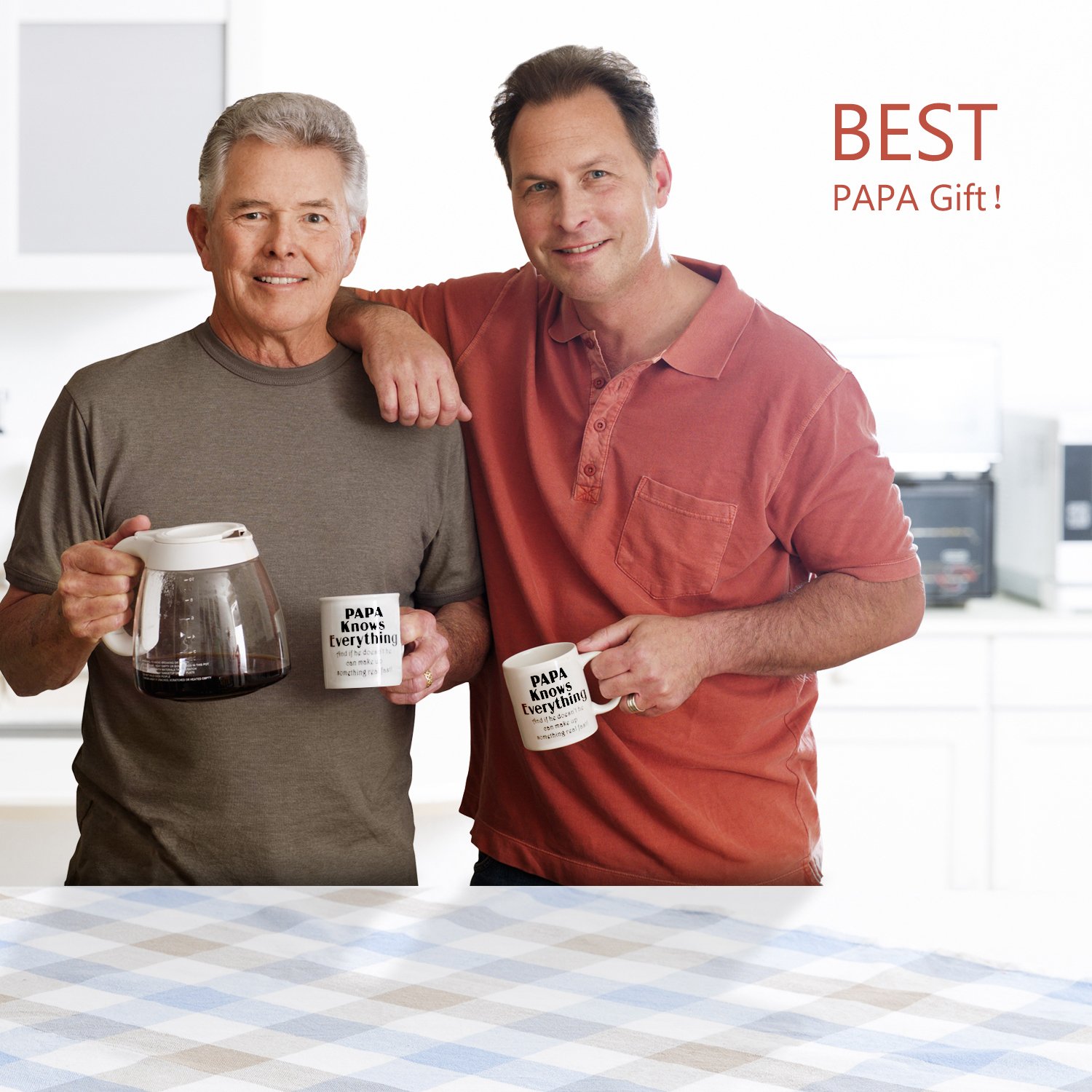 Papa Mug 11OZ Bone China Porcelain Coffee Tea Cup PAPA Knows Everything And if he doesn't he can make up something real fast! Unique Office Gifts for Men & Husband! Father's Day