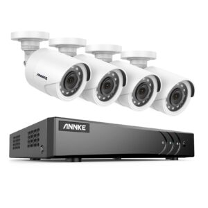 annke 8ch 3k lite wired security camera system, h.265+ ai dvr with human/vehicle detection, 4 x 1080p outdoor cctv bullet camera, 100 ft night vision, easy remote access, motion alert, no hdd – e200