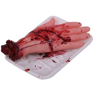 Loftus Bloody Hand in Butcher Tray Halloween 7.5" Decoration Prop, Beige Red