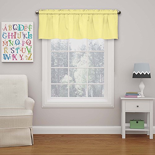 Eclipse Microfiber Valance Curtain For Windows, Solid, Rod Pocket For Kitchen, Living Room, Bedroom, And Bathroom, Single Panel, 42 in x 18 in, Yellow