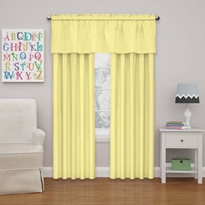 Eclipse Microfiber Valance Curtain For Windows, Solid, Rod Pocket For Kitchen, Living Room, Bedroom, And Bathroom, Single Panel, 42 in x 18 in, Yellow