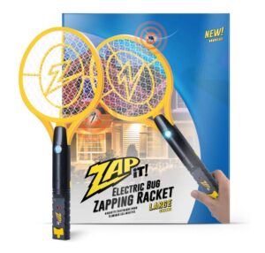 zap it! bug zapper - rechargeable mosquito, fly killer and bug zapper racket - 4,000 volt - usb charging, super-bright led light to zap in the dark - unique 3-layer safety mesh that's safe to touch