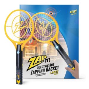 ZAP IT! Bug Zapper - Rechargeable Mosquito, Fly Killer and Bug Zapper Racket - 4,000 Volt - USB Charging, Super-Bright LED Light to Zap in the Dark - Unique 3-Layer Safety Mesh That's Safe to Touch