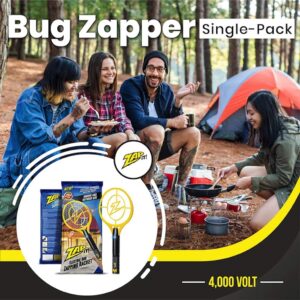 ZAP IT! Bug Zapper - Rechargeable Mosquito, Fly Killer and Bug Zapper Racket - 4,000 Volt - USB Charging, Super-Bright LED Light to Zap in the Dark - Unique 3-Layer Safety Mesh That's Safe to Touch