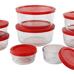 Pyrex 16-Pc Glass Food Storage Set - 7, 4, 2 & 1 Cup Round Containers With Lids, BPA-Free, Dishwasher & Microwave Safe