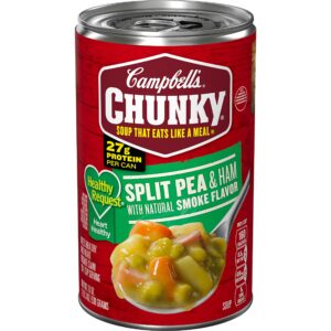 campbell’s chunky healthy request soup, split pea soup with ham, 19 oz can