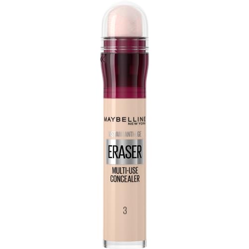 Maybelline Instant Anti Age Eraser Eye Concealer, Dark Circles and Blemish Concealer, Ultra Blendable Formula, 03 Fair