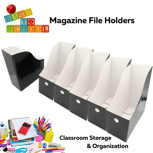 Evelots Magazine File Holder Organizer Box (6, 12, or 24 Pack) Storage for Desk and Shelves Multiple Color Options - Includes Labels for Organization