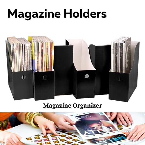 Evelots Magazine File Holder Organizer Box (6, 12, or 24 Pack) Storage for Desk and Shelves Multiple Color Options - Includes Labels for Organization