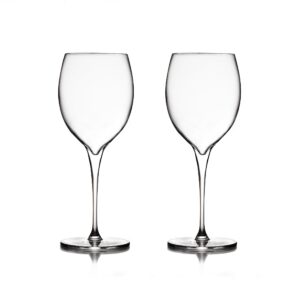 nambe vie chardonnay wine glasses | long stem white wine glasses for viognier and chardonnay | set of 2 clear glasses | 18 ounces each | designed by neil cohen