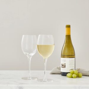 nambe Vie Chardonnay Wine Glasses | Long Stem White Wine Glasses for Viognier and Chardonnay | Set of 2 Clear Glasses | 18 Ounces Each | Designed by Neil Cohen