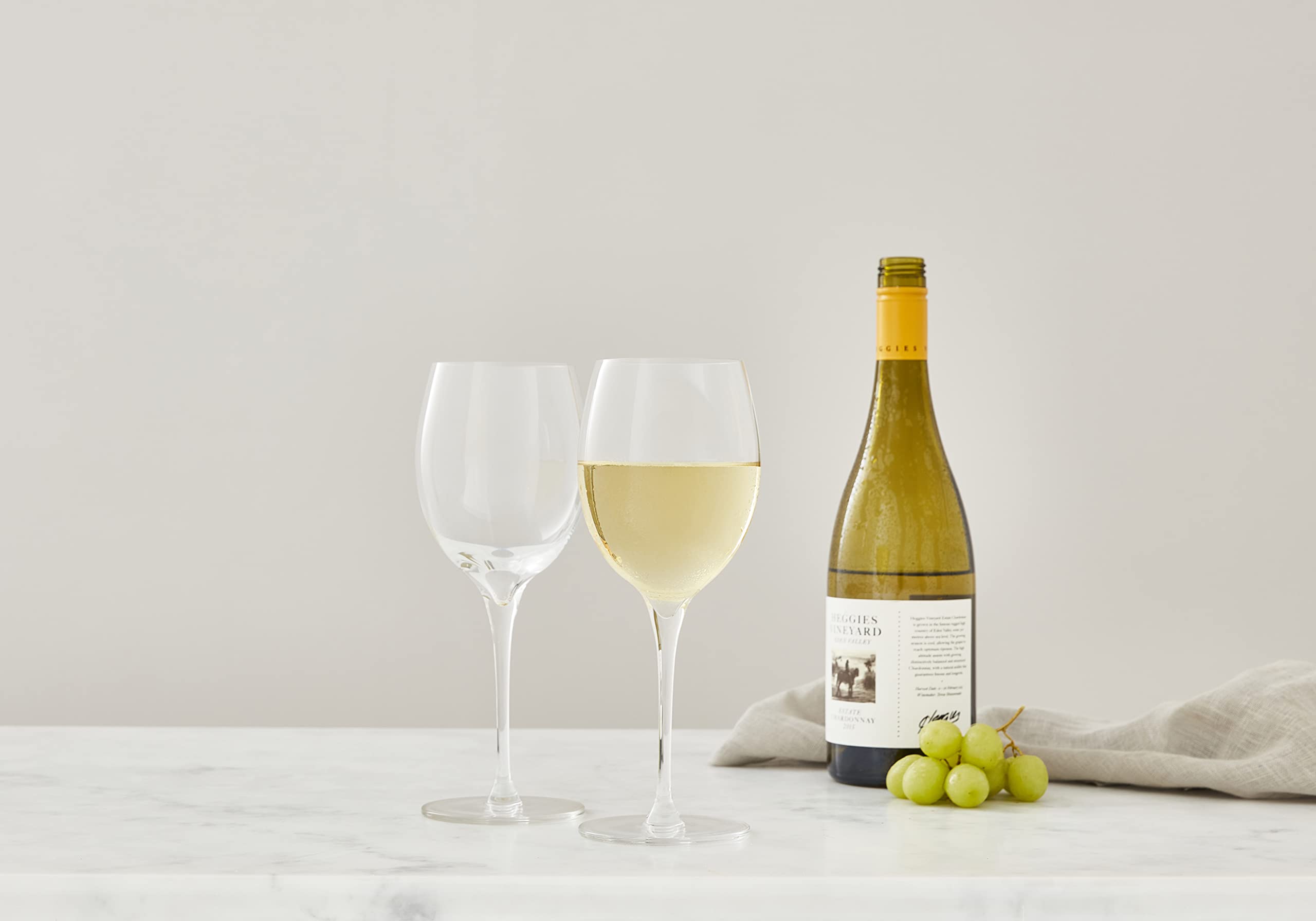 nambe Vie Chardonnay Wine Glasses | Long Stem White Wine Glasses for Viognier and Chardonnay | Set of 2 Clear Glasses | 18 Ounces Each | Designed by Neil Cohen