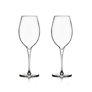 nambe vie pinot grigio wine glasses | long stem white wine glasses for riesling and sauvignon blanc | set of 2 clear glasses | 20 ounces each | designed by neil cohen