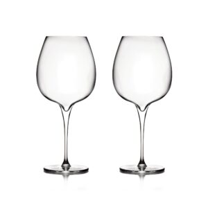nambe vie pinot noir wine glasses | long stem red wine glasses for bordeaux and burgundy | set of 2 clear glasses | 28 ounces each | designed by neil cohen