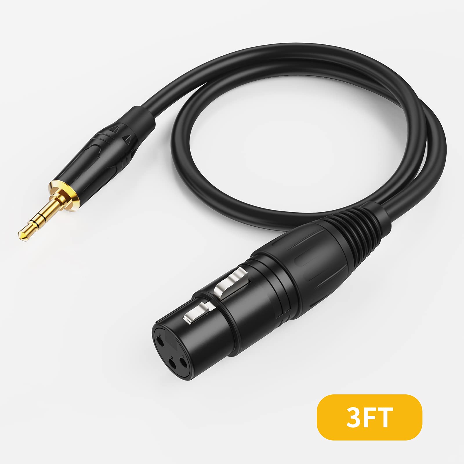 CableCreation (1/8 Inch 3.5mm to XLR Cable, Balanced XLR Female to 3.5mm Microphone Cable 3 Feet/0.9M, Black