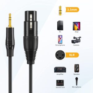 CableCreation (1/8 Inch 3.5mm to XLR Cable, Balanced XLR Female to 3.5mm Microphone Cable 3 Feet/0.9M, Black