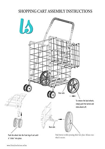 LS Jumbo Deluxe Foldable Utility Shopping Cart with Dual Swivel Wheels and Double Basket- 200 lb Capacity