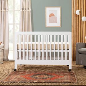 Babyletto Maki Full-Size 2-in-1 Portable Folding Crib with Toddler Bed Conversion Kit in White, Greenguard Gold Certified