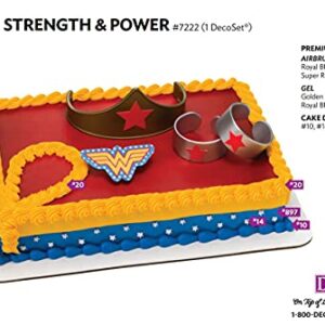 DecoPac 7222, Wonder Woman Strength and Power Cake Toppers, 3", count of 4