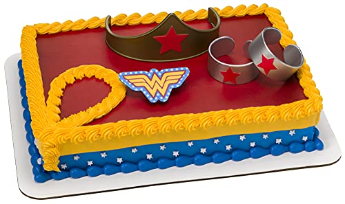 DecoPac 7222, Wonder Woman Strength and Power Cake Toppers, 3", count of 4