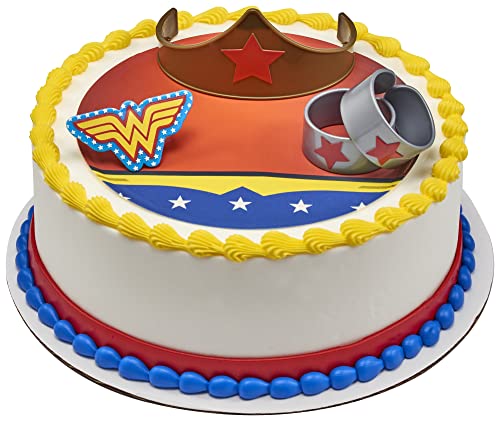 DecoPac 7222, Wonder Woman Strength and Power Cake Toppers, 3", count of 4