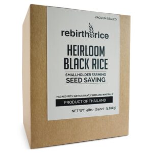 heirloom thai black rice by rebirth rice, 100% all natural, 4lb (64oz), non-gmo & direct trade