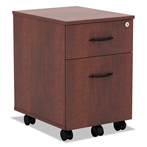 Alera Valencia Series Mobile Pedestal, Left/Right, 2-Drawers: Box/File, Legal/Letter, Medium Cherry, 15.88" x 19.13" x 22.88"