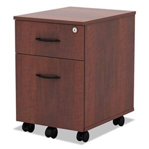 Alera Valencia Series Mobile Pedestal, Left/Right, 2-Drawers: Box/File, Legal/Letter, Medium Cherry, 15.88" x 19.13" x 22.88"