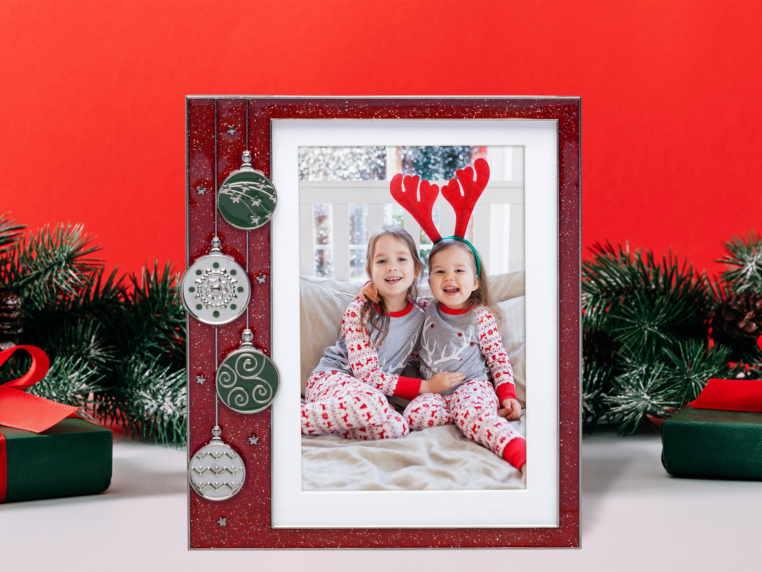 Neil Enterprises Inc. Red Ornament Pewter Picture Frame