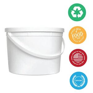 ePackageSupply 1 Gallon BPA Free Round Plastic Bucket with Lids - 10 Pack - for Ice Cream, Soup, Food Storage - Freezer and Food Safe