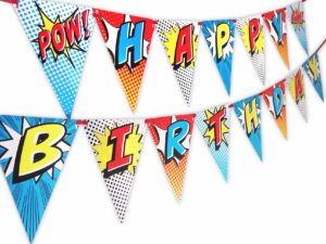 superhero red happy birthday banner pennant