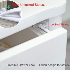 Coolrunner Child Safety Drawer Locks, Safety Invisible Drawer Latches with Strong Adhesive for Baby Care,Only fit for Some Drawer, Please See Below Before Buying(4 Pack)