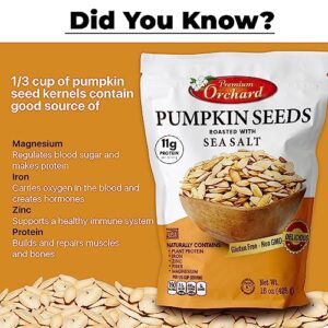 ROASTED PUMPKIN SEEDS to Eat in Shell by Premium Orchards MIXED NUTS - Salted with Sea Salt - Non-GMO Vegan Fresh Healthy Snacks/ - Great source of Plant Protein, Zinc, Magnesium & Iron - 1 Bag